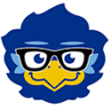 Rally the Raider wearing black study-style eyeglasses