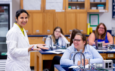 Dr. Ahmee Meta teaching her biology class